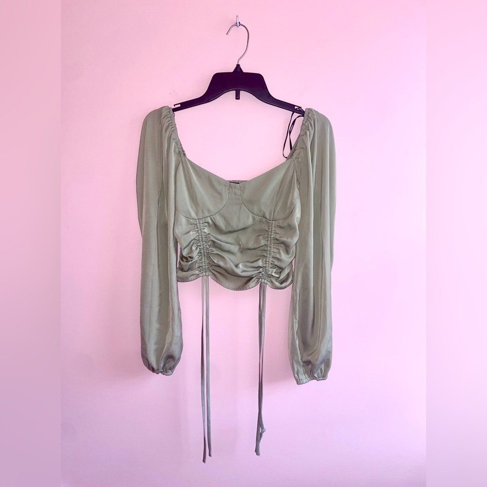Forever 21 Light Green Ruched Blouse